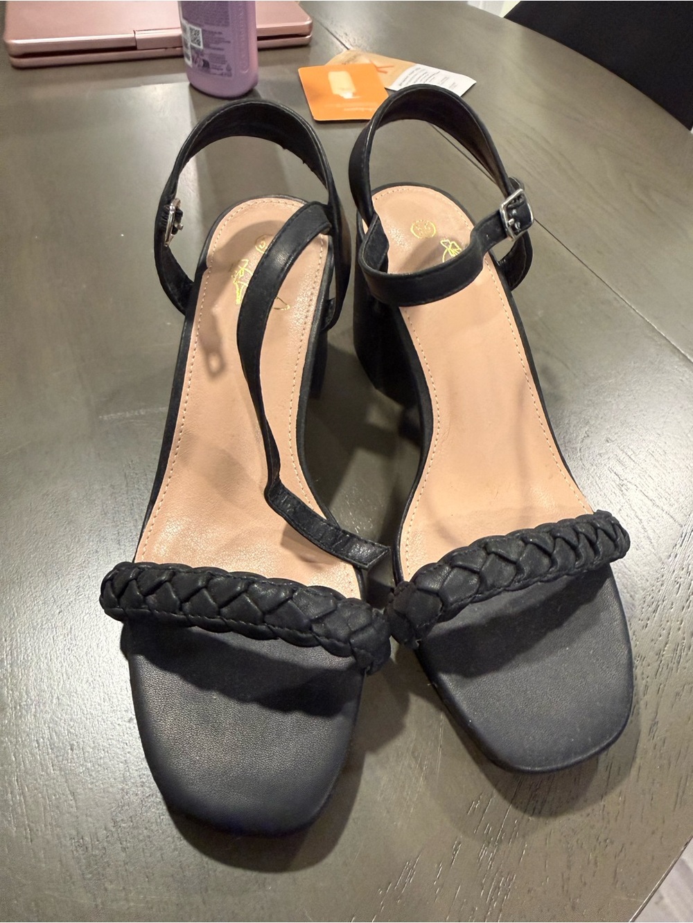 Women’s Braided Strap Ankle-Sling Sandals in Black